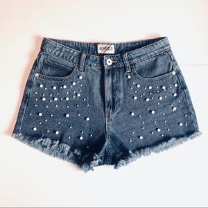 Denim Blvd Embellished Denim Shorts